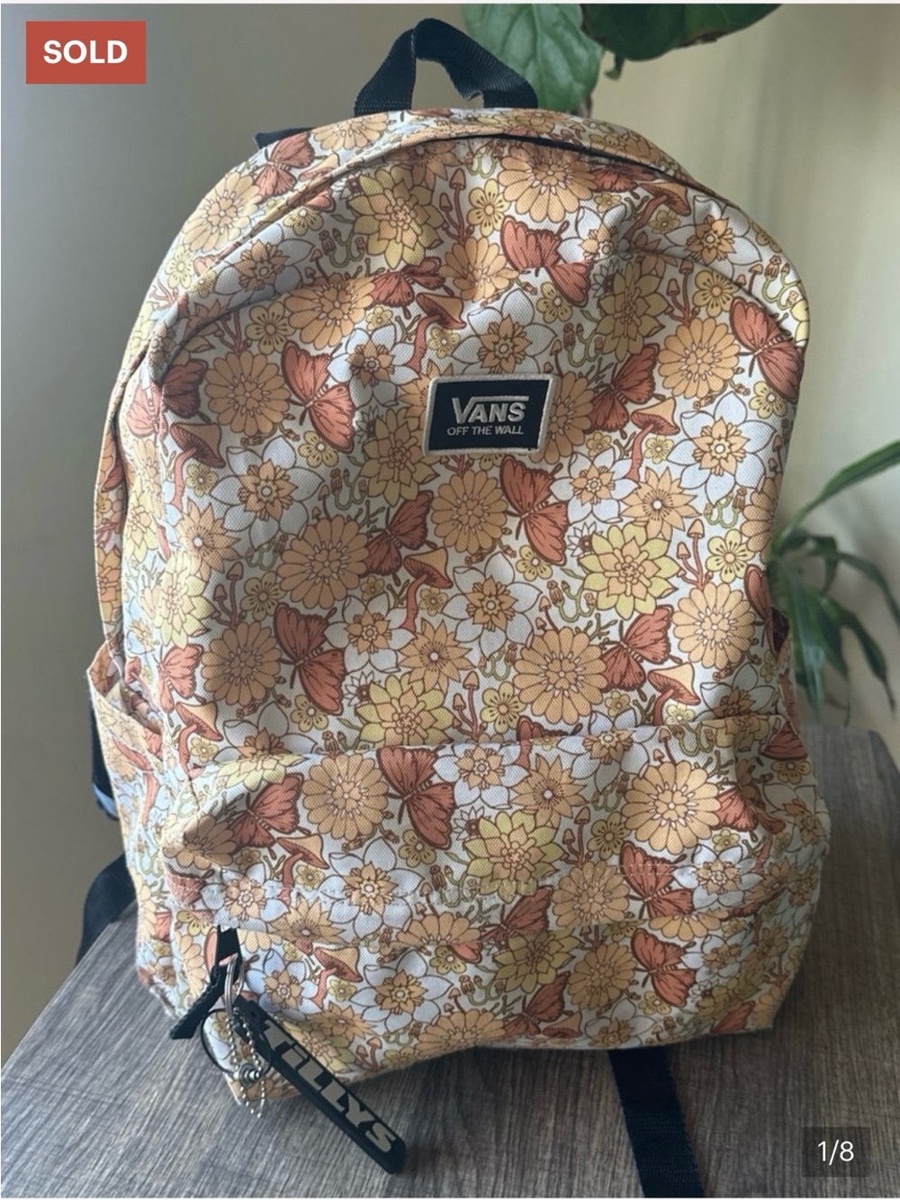 Vans Floral Print Backpack in Yellow & Orange